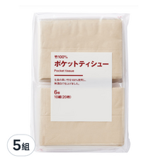 MUJI 無印良品 袖珍面紙 竹漿材質 無螢光劑 輕巧便攜, 6包, 5組