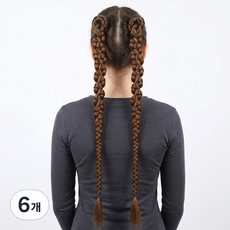 알럽홈 여성용 끈 땋은 포니테일 가발 65cm, 라이트브라운, 6개