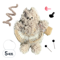 yarna 철사인형 + 핀타입 인형눈 4mm x 2p + 컬러미니삼각코 2종 + 컬러와이어링 모루 냥이 고양이 인형 만들기 세트, 5세트, 그레이베이지 + 화이트 + 블랙 + 핑크