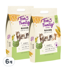 톰스패밀리 고양이 옥수수 화장실 배변모래 크러쉬형, 5L, 6개, 쟈스민향