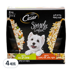 시저 전연령 강아지 심플리 크래프티드 버라이어티 습식사료 닭고기 당근 감자 완두콩 4p + 닭고기 고구마 사과 보리 시금치 4p, 닭, 296g, 4세트
