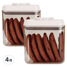 이우아여사 원터치 PET 밀폐용기 1L, 4개, 용기 2p