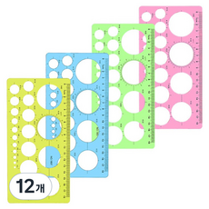 마다꾸미 컬러 도형 원형자 정규사이즈, 06 컬러믹스, 12개