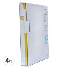 문화산업 대용량 인덱스 클리어화일 A4 80p, 4개, 노랑(F525A-74)