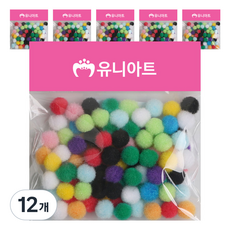 유니아트 1000 퐁퐁 12mm, 혼합색상, 12개