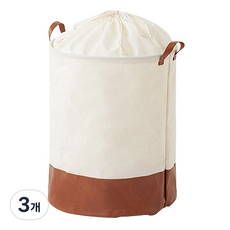 ROOM&HOME 拿鐵風束口洗衣籃, 棕色, 3個