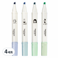 Olloom 同色系柔和螢光筆4入組, 4套, 泡泡