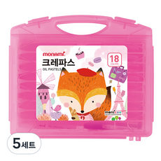 모나미 모니주 크레파스 핑크, 18색, 5세트