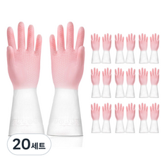 Maket Gamseong 雙色防滑橡膠手套 雙手組, 粉紅色, 中(M), 20套