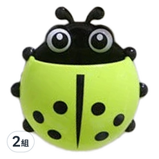 可愛瓢蟲造型牙刷架 6入, 塑膠材質, 綠色, 2組