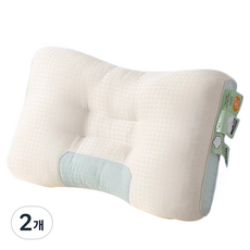 스마일깨비 사용 편한 니트형 숙면 경추베개 800g, 화이트스카이블루, 2개