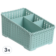 짜임 디자인 수납바구니, 블루, 3개