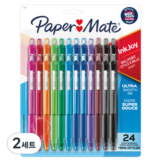 페이퍼메이트 잉크조이 볼펜 1.0mm 24개, 혼합색상, 2세트