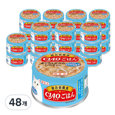 이나바 어덜트 고양이 챠오 고항 주식캔, 닭+참치, 85g, 48개