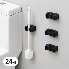 DAEHAN 免鑽孔黏貼式拖把麻袋掛架 黏貼型清潔工具桿架支架, 黑色, 24個