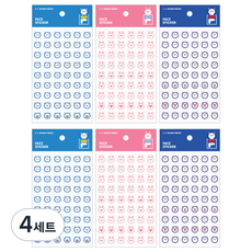 휠라 워니프렌즈 페이스 스티커 3종 세트, 혼합색상, 4세트