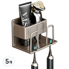 DOSell 免鑽孔黏貼式牙刷架 2入, 5個, 灰色