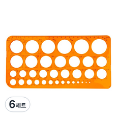 마다꾸미 컬러 도형 원형자 25cm, 05 오렌지(원형자), 6세트