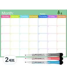 月曆橡膠磁鐵排程板 橫式 42*30cm+磁鐵馬克筆 3種, 橄欖彩虹(日程安排板), 2組