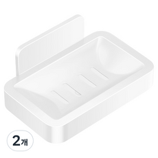 Block Mart 黏貼式壁掛型肥皂盒, 2個, 白色