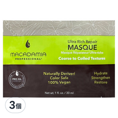Macadamia Professional 瑪卡奇蹟油 潤澤髮膜 30ml - 護髮素 深層滋養 修復受損, 3件