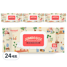 탐사 점보 사이즈 도톰한 엠보싱 물티슈 캡형, 24세트, 70매입, 50g