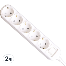 五星精密主開關延長線 5孔, 2m, 單色, 2個