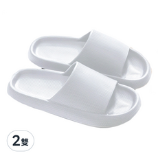 高彈力減壓輕量室內拖鞋 2雙入, 白色, 歐規40~41, 防滑防水居家拖鞋, 26cm, 2雙