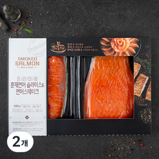 프리미엄 훈제연어 슬라이스 & 연어 스테이크 (냉장), 380g, 2개