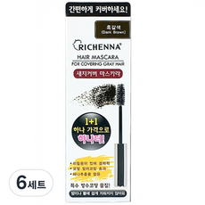 리체나 새치커버 마스카라 본품+리필 세트, 흑갈색, 6세트