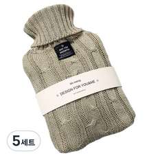 EVER HOUSE 基本款保溫熱水袋 2L + 針織套組 卡其色 20 x 30 cm, 5套