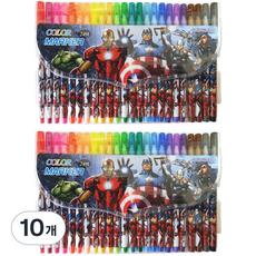 에이치엠플러스 마블 아이언맨 헐크 토르 캡틴 아메리카 남아용 24색 사인펜, 혼합색상, 10개