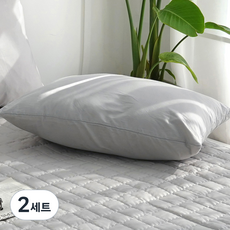 SCOHOme 韓國製造 勒克斯純棉40支斜紋飯店式枕頭套 + 枕芯套組, 2套, 勒克斯灰