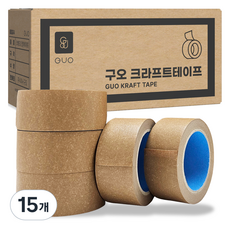 구오 종이 크라프트 찢어쓰는 박스 테이프 무광 48mm x 40m, 15개