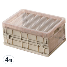 코끼리리빙 폴딩박스 정리함 소형, 브라운, 4개