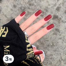 BARNA 方形美甲片, SQ 10 時尚酒紅色, 3個