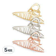 563랩 메탈 집게 피니야 집게핀 3종 세트, 5세트, 골드, 로즈골드, 실버