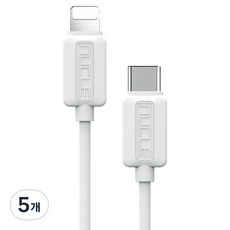 뉴클 C-8 PD 고속충전 데이터 케이블, 화이트, 5개, 1.5m