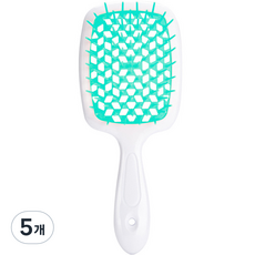 리빙홈디테일 볼륨 헤어브러쉬, 화이트핸들 + 그린, 5개