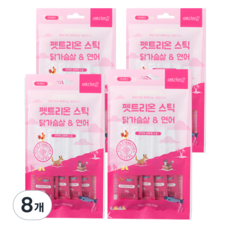 펫트리온 스틱 강아지 고양이 간식 4p, 닭가슴살 + 연어 혼합맛, 50g, 8개