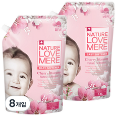 네이쳐러브메레 유아 체리블라썸 유연제 리필형, 1.3L, 8개