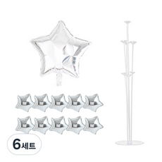 파티쇼 풍선꽂이장식세트 70cm, 별실버, 6세트