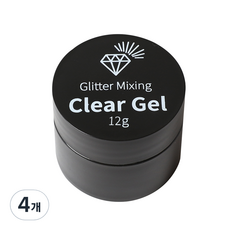 메이브라운 클리어젤 네일글리터 믹싱용 네일오버레이 대용량 12g, 4개