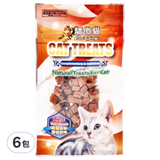 Pet Village 魔法村貓零食 深海鮭魚皮雞肉丁, 40g, 6包, 貓咪營養補充品, 30g