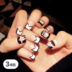 스타 아이 프렌치 네일팁 C18 24p + 양면스티커, 혼합색상, 3개