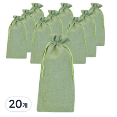 長款彩色包裝麻布袋 16 x 36 cm, 綠色, 20個