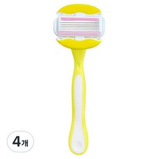 쏙쏙채움 겨드랑이 다리털 여성용 면도기 6중날 면도기 옐로우 16.7 x 5.7 cm, 4개, 1개입