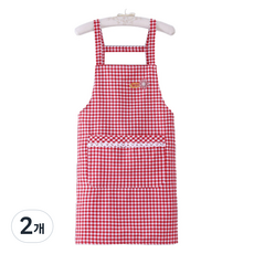 DAYSOY 可愛格紋圍裙, 24 花朵紅色, 2個