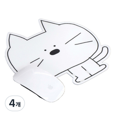 아이코닉 논슬립 두들 마우스패드, 4개, 01 흰 고양이