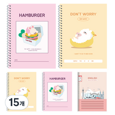 YOUNG ART 女童用英文寬格線圈筆記本, 隨機出貨, 15個